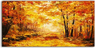Produktbild von Coloray - Glasbild - 100x50 cm - Wandbild - Glasbilder - Malerei Landschaft bunte Herbst Wald