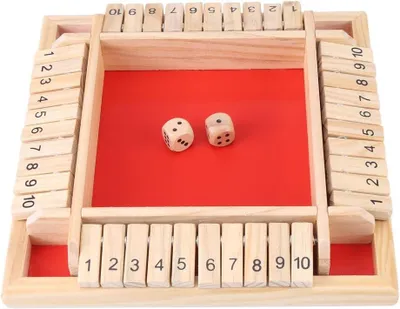 Produktbild von Mini "Close the Box": Brettspiel für 4 Spieler – Trinkspiel – Würfelspiel, für KTV, Party, Bar, traditionelles Lernspielzeug (Rot, 22,5 x 22,5 cm)