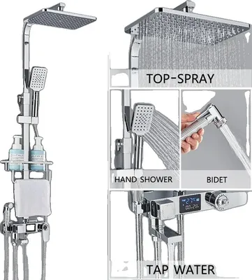 Immagine prodotto di Set di miscelatori termostatici per doccia in ottone, cromato, regolabile in altezza, cromo ThermA