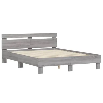 Produktbild von Bettgestell mit Kopfteil Grau Sonoma 150x200 cm Holzwerkstoff