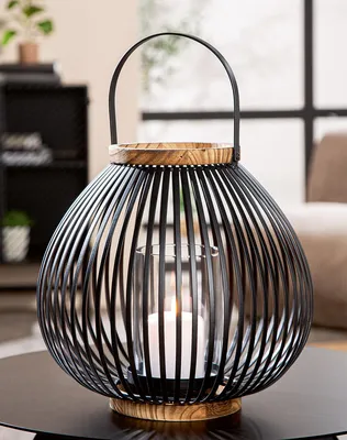 Image de Gilde Windlicht, "Bastia", Metall, schwarz, VE 2, H. 26 cm, D. 28 cm 69906 4063387699065