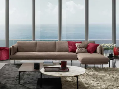 Produktbild von Braun Ecksofa L-Form Sofa Couch Design Polster Modern Textil Wohnzimmer PRIANERA