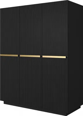 Produktbild von Kleiderschrank Nicole Sockel geriffelt 150x207x62 cm Schlafzimmer Schwarz/Gold