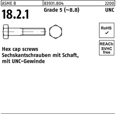 Produktbild von Reyher  Hex cap screws 83931Grade 5 1/4 - 20 UNCx5 (100 Stück)