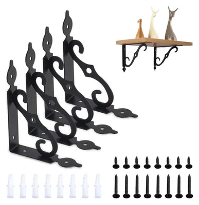 Produktbild von Regalträger Winkel Metall Schwarz 4 Stück 140 x 110 mm