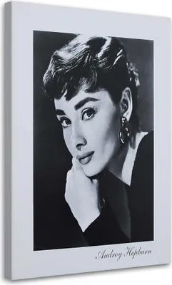 Produktbild von Leinwandbild audrey hepburn - schwarz-weißes porträt 70x100 cm Feeby grau wandbild bereit zum aufhängen
