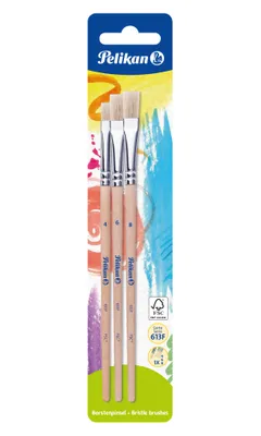 Zdjęcie produktu dla Pelikan 700368 Zestaw pędzli z włosia Pelikan 613 F, 3 szt., asortyment