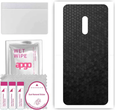 Produktbild von apgo Rückseite Schutzfolie, Skin, kompatibel mit Realme X, Hinten Displayschutzfolie aus Vinylfolie, kratzfest, einfache Montage - Schwarze Honigwabe