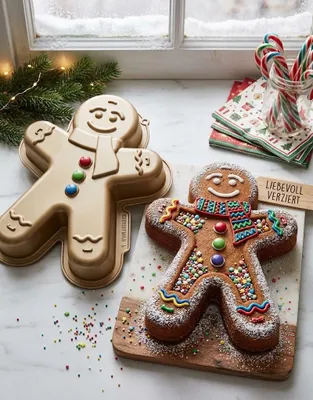 Produktbild von GKA XL Backform Silikon Lebkuchenmann Pfefferkuchenmann 28 cm Weihnachten Advent Kuchenbackform Silikonform Form Backen Kuchenform