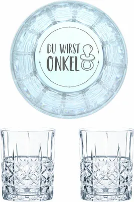 Image de Verre à whisky Nachtmann gravure Tu vas être tonton, set de verres à whisky, gravure, cadeau, verre en cristal, 345 ml, lot de 2