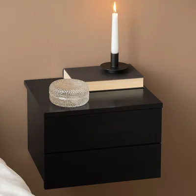 Obrázok produktu pre Smuk nástenná nočná skrinka 2 zásuvky Sadie black