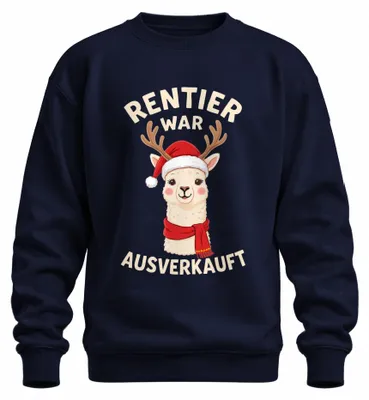 Produktbild von Rentier War t Alpaka Lama Lustig Ugly Christmas Sweatshirt Pullover, Navy, M