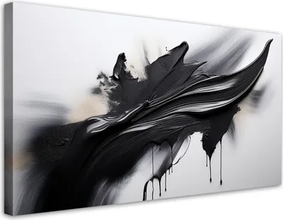 Image de Toile abstraction noir et blanc effet 3D 80x40 Feeby Image noir et blanc pour le mur, prête à être accrochée