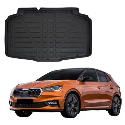 Produktbild von SCOUTT | Kofferraumwanne Laderaumwanne Kompatibel mit Skoda Fabia 4 Hatchback ab 2021, mit Hoher Rand, Kofferraum-Schutzmatte, Geriffelt, Aufrollbar, Schwarz