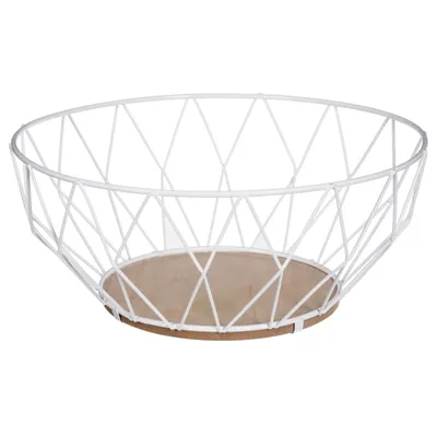 Obrázek produktu pro 5five Simply Smart úložný koš Losange, koš na ovoce, dekorativní koš, kov, MDF, bílý, 28 cm, 150039B
