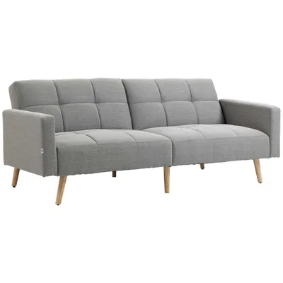 Obrázek produktu pro 2 v 1 rozkládací pohovka 205 x 88 cm Pohovka s funkcí lůžka, gauč s sedacími polštáři, vzhled lnu Šedá