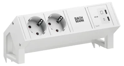 Immagine prodotto di BACHMANN DESK2 BIANCO PURO 2xCEE7/3, 1xUSB C/C 45 W L=0,2 m RAL9010