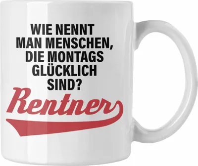 Produktbild von Trendation - -  Renter Tasse Ruhestand Geschenk Rente Mann Frau Lustig Renteneintritt Abschied Rentnerin Sprüche (Weiß)