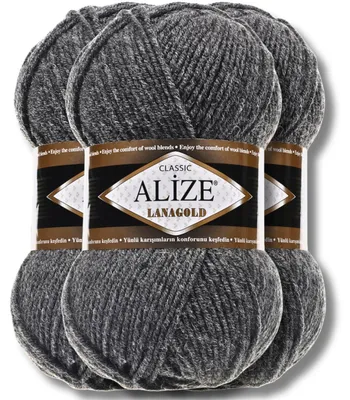 Productafbeelding van Alize 3x 100g Lanagold wol, effen kleur, geschikt voor haken en breien (182)