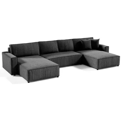 Produktbild von BEAUTYSOFA Parys U - Form, Ecksofa 390 cm, Sofa mit Schlaffunktion, Modernes Bettsofa mit Bettkasten, Schlafsofa, Couch, Dunkelgrau  Poso 34