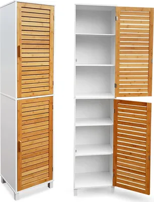 Produktbild von osoltus Badregal Hochschrank 190 cm Wandschrank Bambus Aarhus