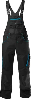 Produktbild von FORTIS Latzhose 24 schwarz/türkis, Gr. 98, Größe:56, Farbe:schwarz/türkis