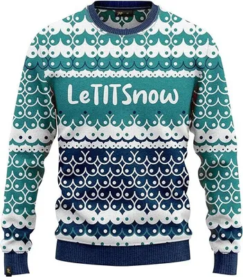 Produktbild von JAP Christmas LetTITSnow - Lustiger Hässlicher Weihnachtspullover Für Damen und Herren Ugly Christmas Sweater - Grün - M