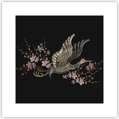 Produktbild von Poster - Poster ohne Rahmen - Asiatisch Vogel Blumen - 30x30 cm - Wand Bild - Wanddeko - Wandbilder - Kunstposter - Wandposter - Bilder - Kunstdruck - Wanddekoration - Wandbild - P2XAC30x30-4614