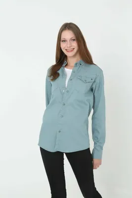 Produktbild von Megaman Jeans Damen Hemdjacke Jeanshemd Freizeithemd Moderne Bluse Premium Oversize D-5187 2XL Olivgrün