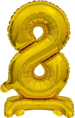 Immagine prodotto di Palloncino in foil a forma di numero 8, 38 cm, dorato
