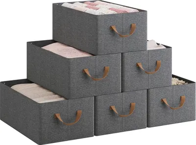 Produktbild von WOLTU Aufbewahrungsboxen 6 Stück, Organizer Box, Stapelboxen faltbar, Grau : 26L(47x28x20 cm) Größe: 26L(47x28x20 cm)