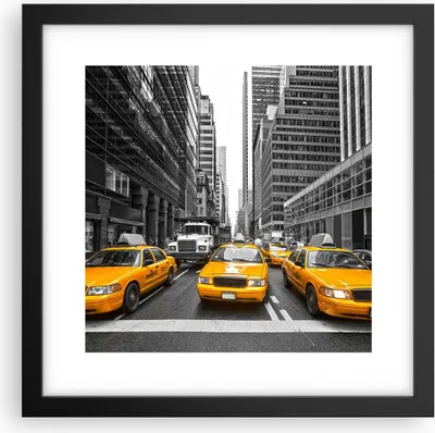 Produktbild von Gerahmtes Poster - Schwarzer Rahmen - Taxi Stadt Straße Transport - 30x30 cm - Wand Bild - Wanddeko - Wandbilder - Wandposter - Bilderrahmen - Bilder - Kunstdruck - Wandbild - P2BAC30x30-2695