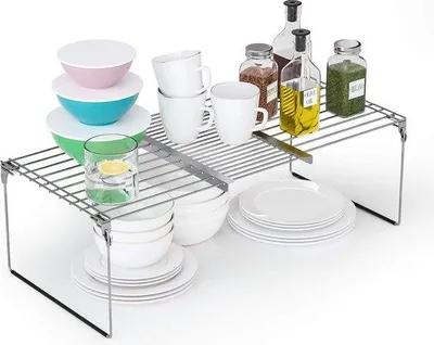 Image de Système coulissant argenté pour armoire de cuisine, séparateur de tiroir, étagère à herbes