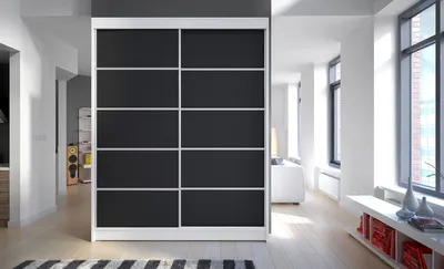 Obrázek produktu pro Šatní skříň CHANNA 4 - šířka 150 cm, bílá / černá