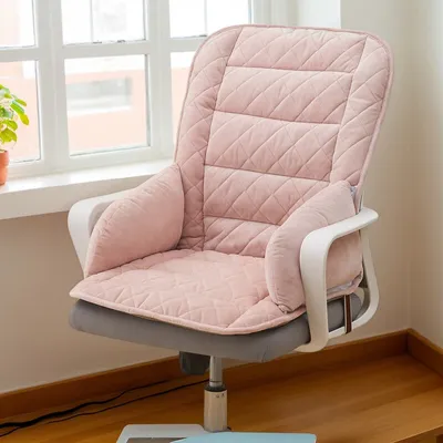 Image de (Rose) Coussin pour chaise de bureau avec dossier, Coussin d'assise souple avec housse amovible et liens à nouer, Coussin de chaise pour rocker d'intérieur