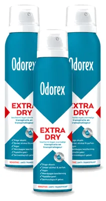 Obrázok produktu pre 3 x Antiperspirantový sprej Odorex Extra Dry Sensitive - 150 ml - výhodný balík - 3 kusy