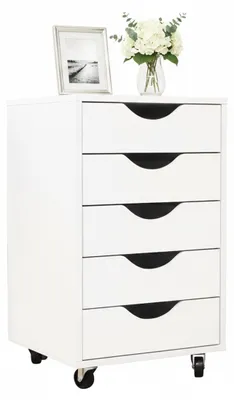 Image de Armoire de rangement mobile sur roulettes, avec 5 tiroirs, idéale pour le bureau
