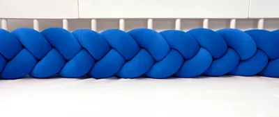Produktbild von Bettschlange geflochten Velours 400 cm – Königsblau | Bettumrandung Babybett Nestchen | Letino