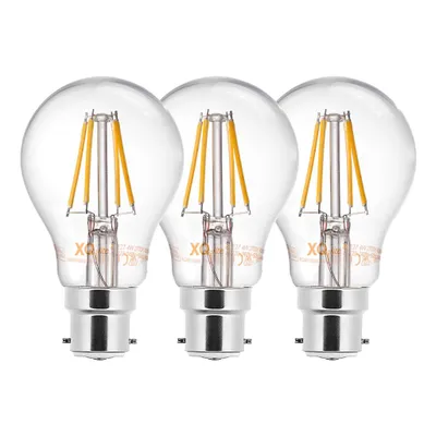 Produktbild von 3 x XQ-lite LED Filament Leuchtmittel Birnenform A60 6W = 47W B22 klar warmweiß 2700K