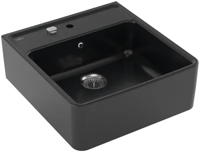 Produktbild von Villeroy & Boch Spülstein Einzelbecken 595 x 630 mm Exzenterbetätigung ebony