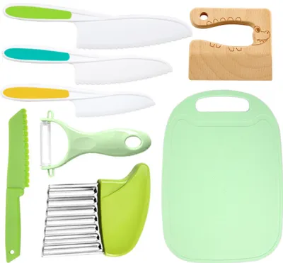 Produktbild von Kinderkochmesser Kindermesser 8-teiliges Kinder-Küchenmesser-Set, zum Schneiden und Kochen von Obst oder Gemüse für Kleinkinder