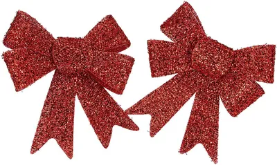 Produktbild von Schleife aus Kunststoff  in Glitzeroptik 14 x 17 cm - 8 Stück ROT