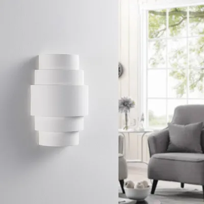 Produktbild von Lindby - Design Wandlampe aus Gips inkl. Schalterdimmer und 1 x E14 - Marit Dimmer I Dimmbar I Wohnzimmer I Schlafzimmer - Rund - LED geeignet E14
