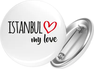 Produktbild von Huuraa Button Istanbul my love 25mm rund mit Sicherheitsnadel Ansteckbutton Geschenkidee