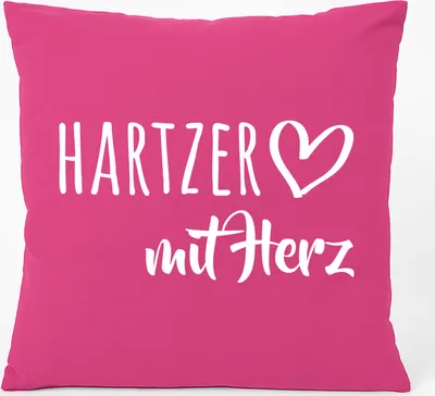 Produktbild von Huuraa Kissen Hartzer mit Herz 40x40cm mit Füllung Fuchsia Baumwolle Dekokissen Geschenkidee