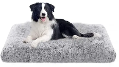 Image de Lit pour chien, doux et lavable, gris, 122x83 cm