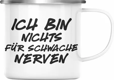 Produktbild von Trendation - Ich Bin Nichts Für Schwache Nerven Lustige Emaille Tasse mit Spruch Kollegin Kollege Geschenkidee Büro Arbeit (Silber)