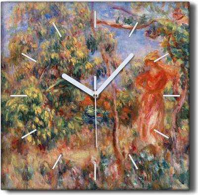 Produktbild von Coloray Hodiny Unikátní 30x30 cm  Tiché hodiny Pro obývací pokoj a kuchyň Nástěnné hodiny Plátno Černé ručičky hodin - Lesní žena