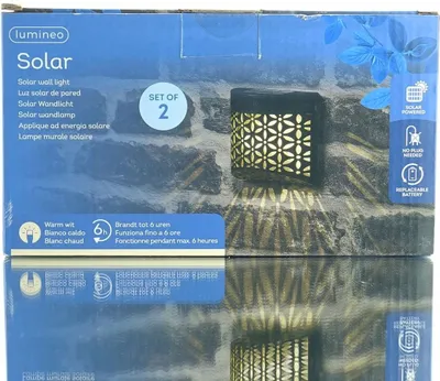 Produktbild von Kaemingk Solar LED Wandlampen Schwarz je 1 LED  11 x 11 im 2er Set - warmweiß