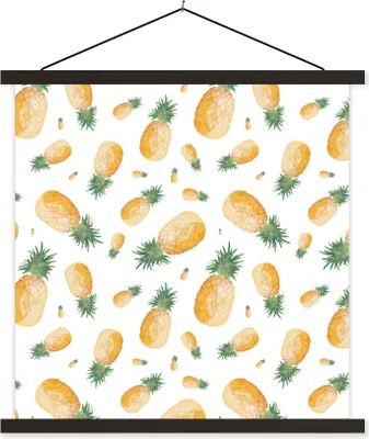 Produktbild von MuchoWow® Textilposter Ananas - Obst - Design 40x40 cm mit schwarzem Rahmen - Fotos